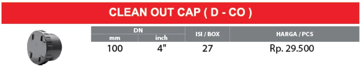 daftar harga clean out cap pvc rucika tipe d