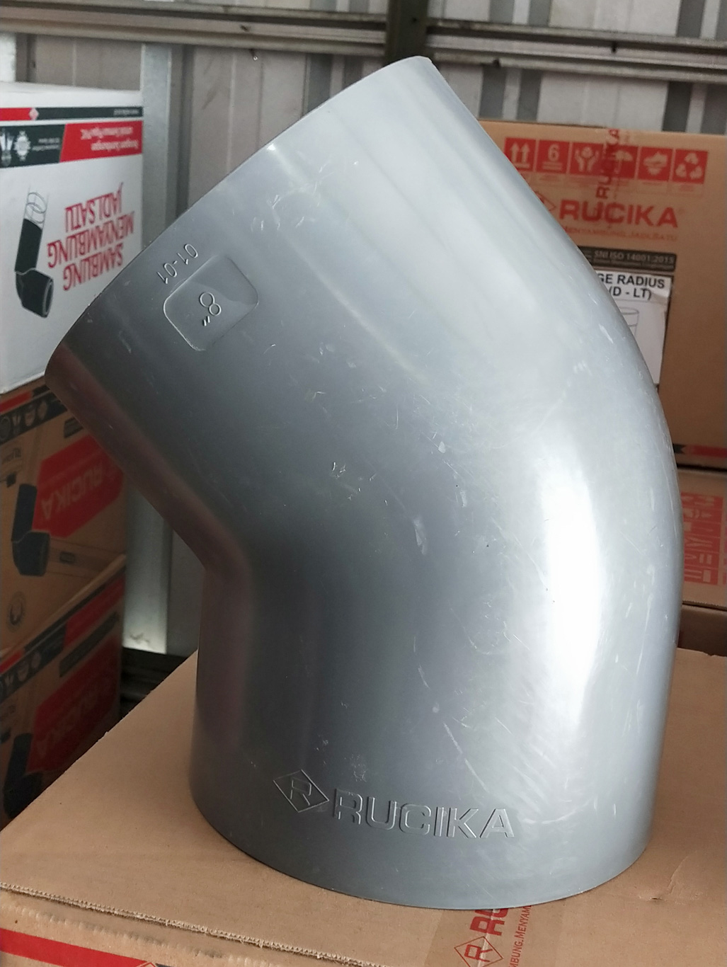 Elbow 45° PVC Rucika D 8 inch - left